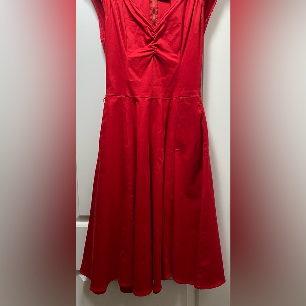 Pinup Couture Cocktail Fit and Flare Red Dress M/L